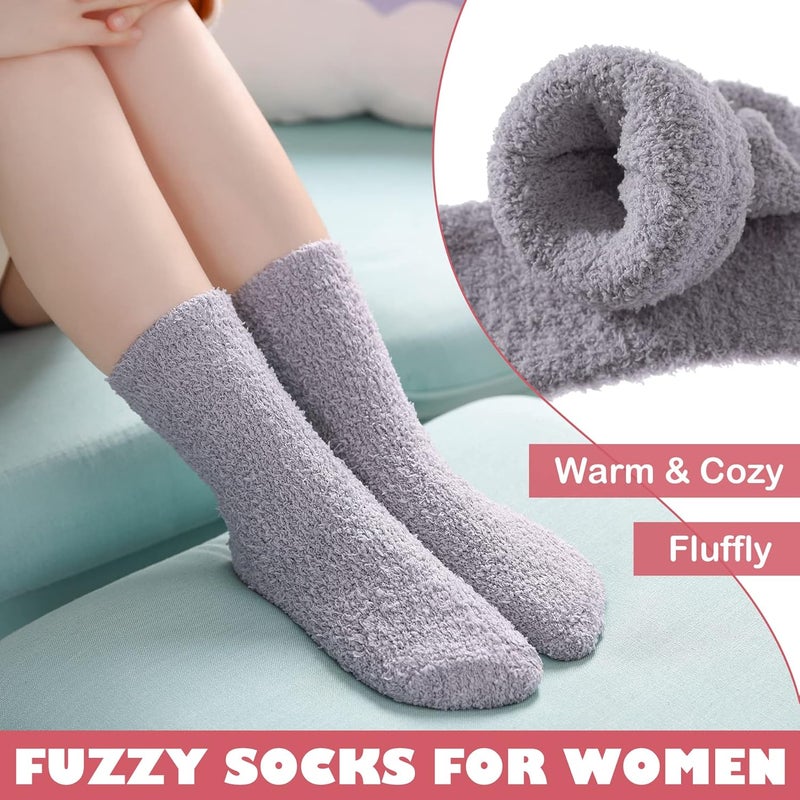 LINEMIN Womens Fuzzy Socks Cozy Fluffy Winter Warm Slipper Socks Microfiber Soft Home Sleeping Socks - Image 4